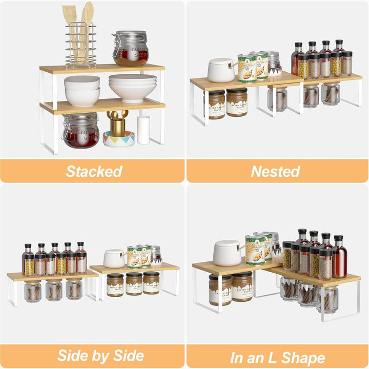 LIANTRAL Küchen Organizer, Küchenschrank Organizer 2er Set, Erweiterbar und Stapelbar Gewürzregal, K