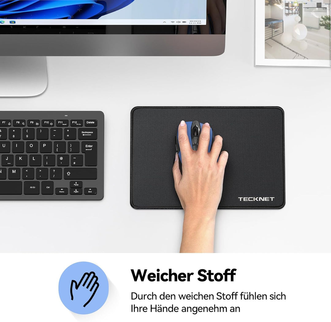 TECKNET Mauspad, 3 Pack Mousepad 280 x 210 mm, wasserdichte Gaming Mauspad Mausmatte mit vernähte Ka