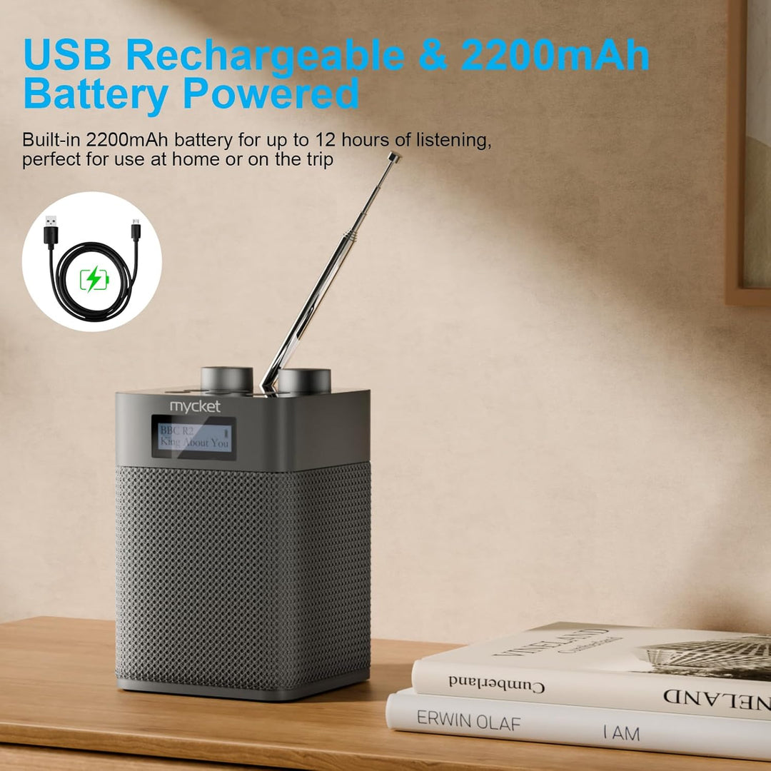 Mycket DAB/DAB+ Digital und UKW Radio, Batteriebetriebenes Radio, tragbares DAB Radio, wiederaufladb