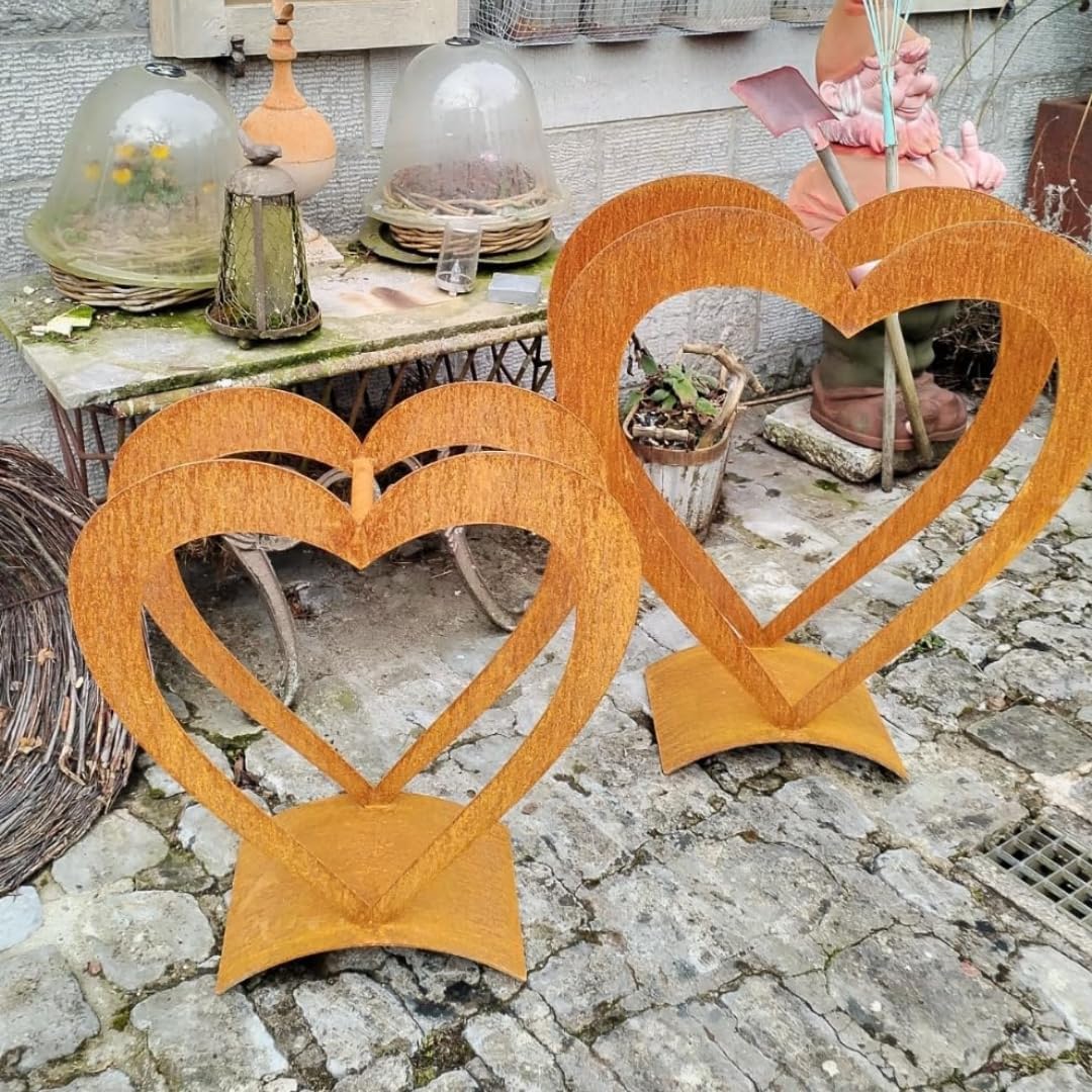 Edel Rost Herz Holzregal (ohne Holz) Made in Germany Edelrost Herz, Gartendeko Herz, Gartenfigur, (H