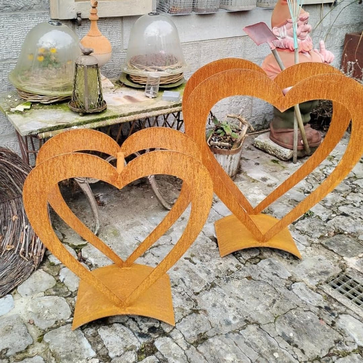 Edel Rost Herz Holzregal (ohne Holz) Made in Germany Edelrost Herz, Gartendeko Herz, Gartenfigur, (H