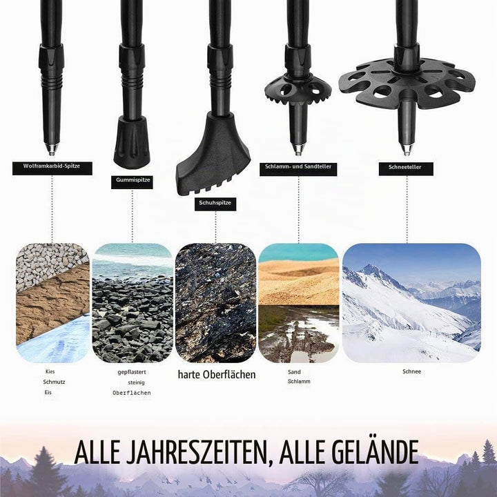 Wanderstöcke, Faltbare Trekkingstöck, Verstellbar Nordic Walking Stock, Teleskopstöcke für Männer un