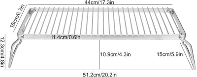 Lazimin Klappbarer Lagerfeuergrill, tragbarer Grillrost aus Edelstahl, Grillgitter, geeignet für Ruc