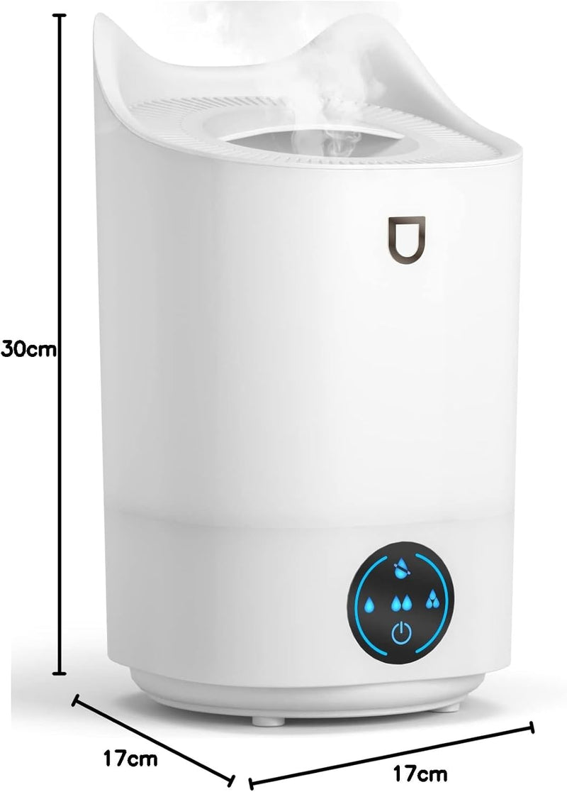 Luftbefeuchter für Schlafzimmer, 4L Aroma-Luftbefeuchter mit 4 Nebelmodi bis zu 48 Stunden, Leiser R