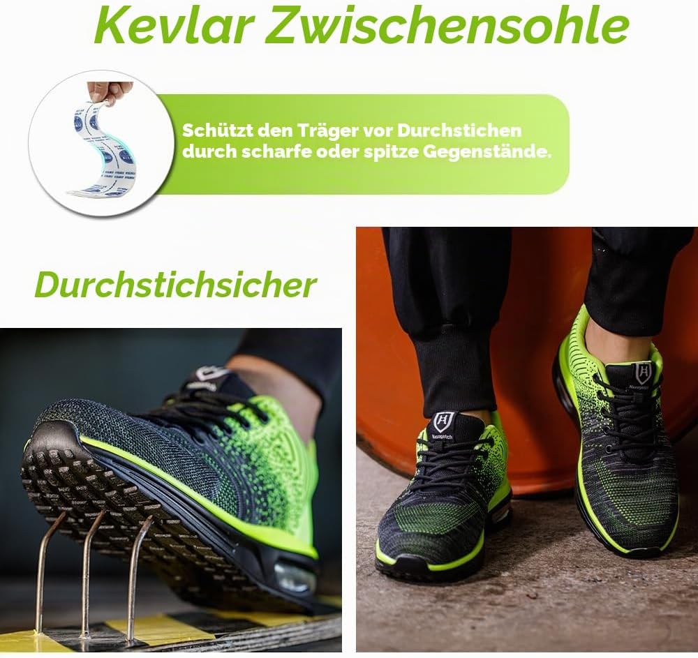 Bawalon Arbeitsschuhe Leicht Herren Sicherheitsschuhe Damen rutschfest Sportlich Stahlkappenschuhe A