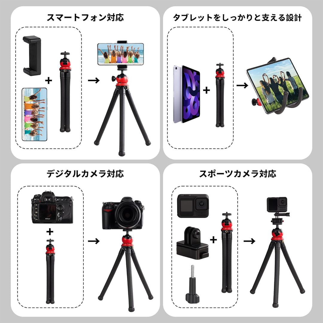 Flexibles, biegbares Stativ für iPhone und Action-Kameras, Mini-Handstativ für Vlogging, Reisen und