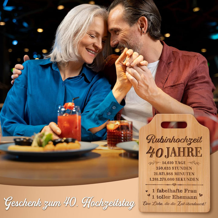 Rubinhochzeit Geschenke - Graviertes Bambus Schneidebrett, 40. Hochzeitstag, Geschenke zum 40 Hochze