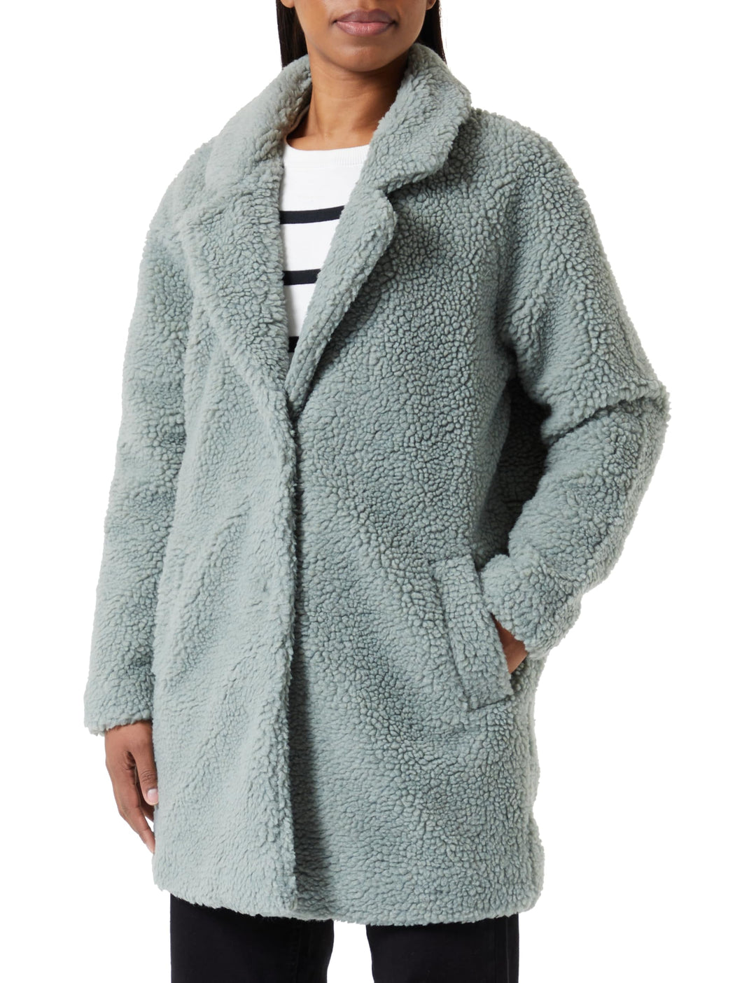 ONLY Damen Kurzmantel ONLNewAurelia Sherpa Coat Plüschmantel S Lily Pad, S Lily Pad