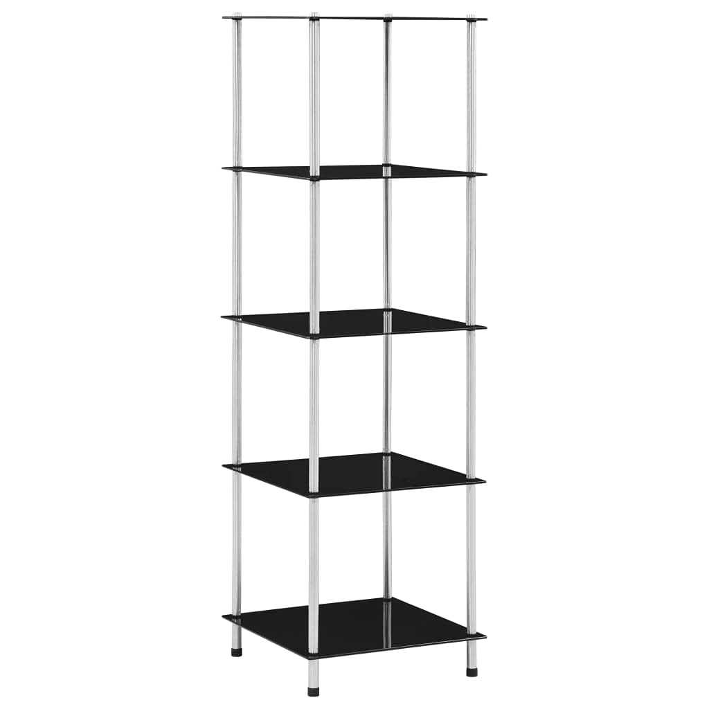 Regal mit 5 Ablagen Schwarz, Bücherregal, Organizer Bücherschrank, Bookshelf, Würfelregal, Standrega