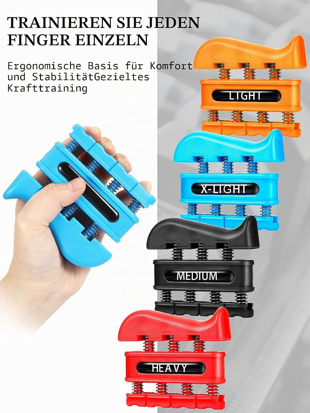 BBTO 4 Stück Fingerverstärker, Handtrainer, Federtrainer, Fingerübungswerkzeug für Gitarre, Klettern