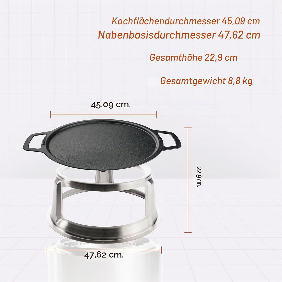 Solo Stove Gusseisen-Plancha mit Aufsatz für Bonfire Feuerschale | Grillplatte mit Edelstahl-Aufsatz