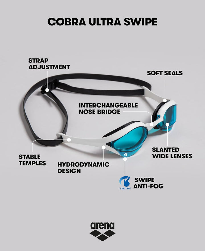 ARENA Unisex Cobra Ultra Swipe Schwimmbrillen (1er Pack) Einheitsgrösse CLEAR-SHARK-GREY, Einheitsgr