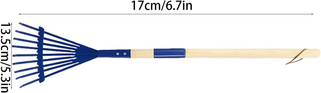 Rechen für Kinder, Rechen mit Holzgriff für Kinder, Set mit Gartenrechen und Handschuhen, Mehrzweck-
