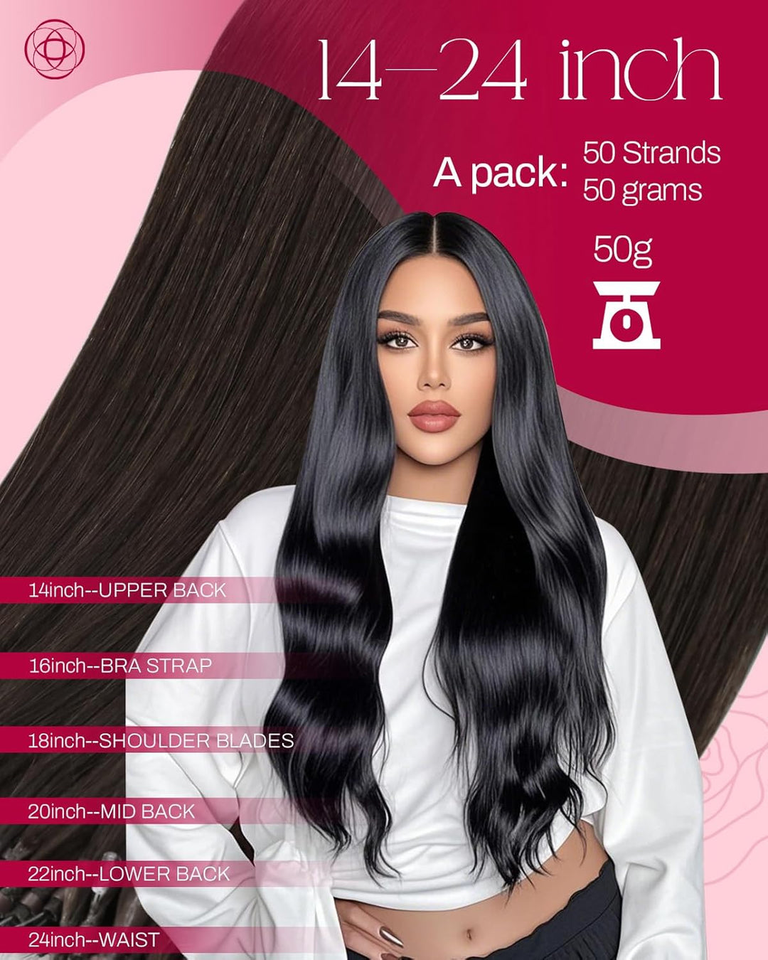 Moresoo Echthaar Extensions Microring Braun Echthaar 35cm Pre Bonded MicroRing Haarverlangerungen Re