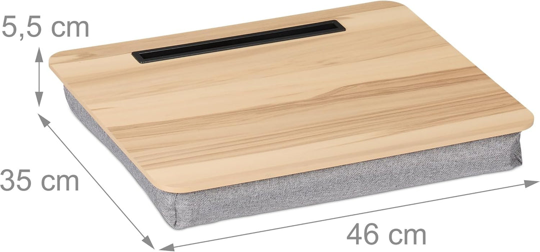 Relaxdays Laptopkissen mit Handyhalter, BxT: 46 x 35 cm, Laptopunterlage für Bett & Sofa, Laptop Kni