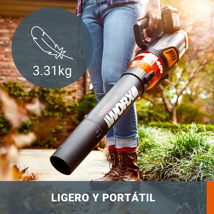 Worx WG584E.9 Laubbläser – Profi Laubgebläse mit 3-Gang Steuerung – Bis zu 145 km/h Luftgeschwindigk