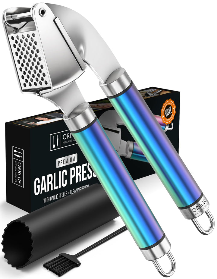 ORBLUE knoblauchpresse edelstahl [Premium] – knoblauch presse Professionelle Qualität, leicht zu rei