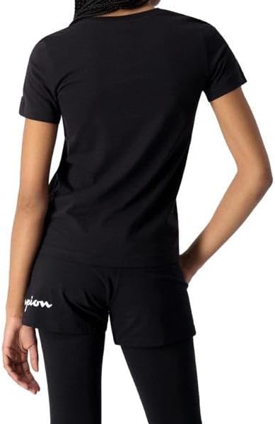 Champion Damen American Classics-Small Logo S/S V-Neck T-Shirt XS Schwarz, XS Schwarz
