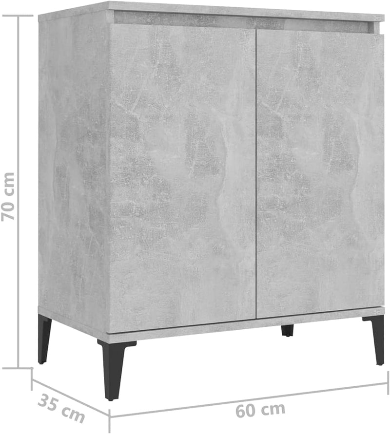 Susany Sideboard mit 2 Türen, Kommode Anrichte Mehrzweckschrank Schrank Spanplatte Betongrau 60x35x7