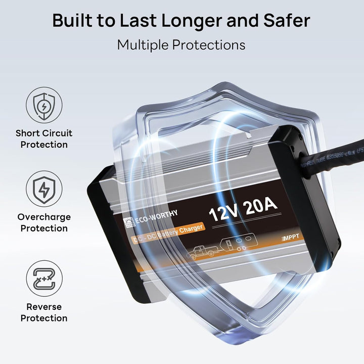 ECO-WORTHY Ladebooster 12V 20A DC-DC Batterieladegerät für Batterie,Ladebooster 12V für Wohnmobilen,
