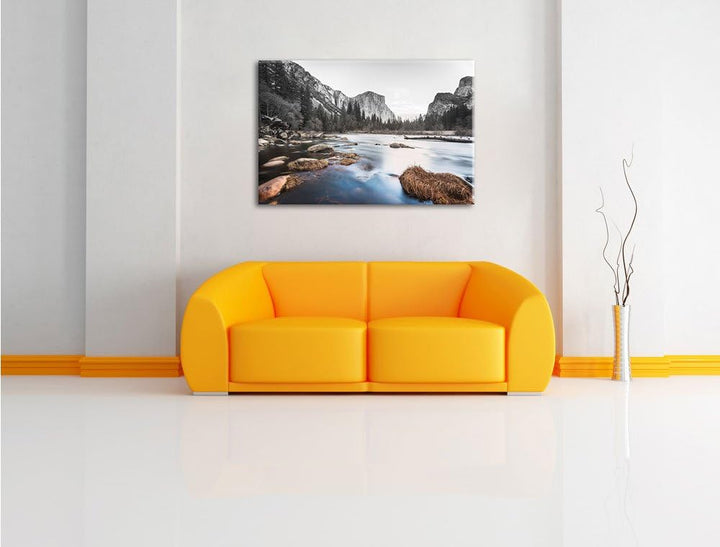 Pixxprint National Park California / 100x70cm Leinwandbild bespannt auf Holzrahmen/Wandbild Kunstdru