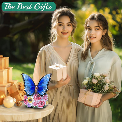 Linkax Geschenke für Frauen Mama Oma, Solar Gartenfiguren Schmetterling Gartendeko für Draussen, mit