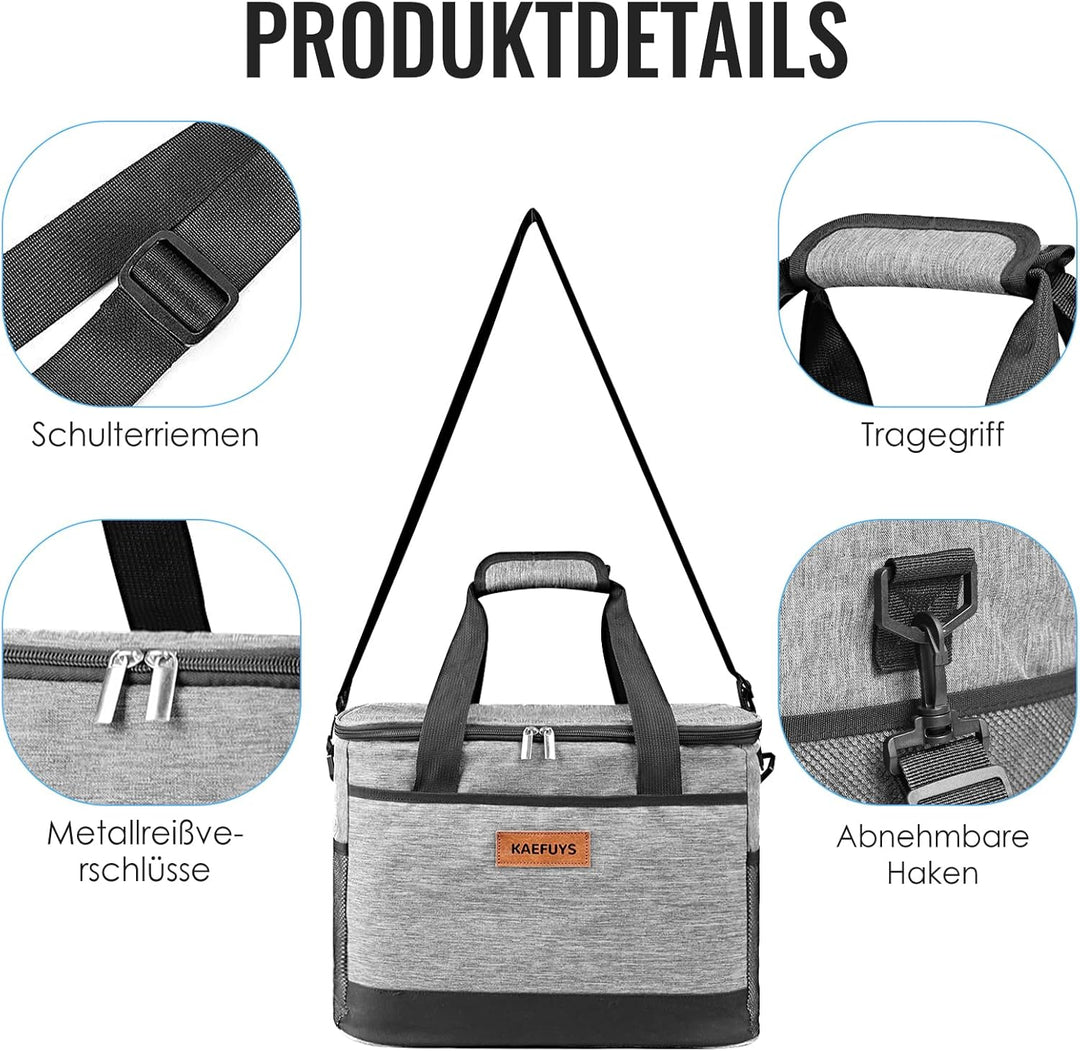 Kühltasche Faltbar 33L+12h Kühlung Gross Kühlbox Thermoisoliert Lunch Tasche Einkaufskörbe Wasserdic