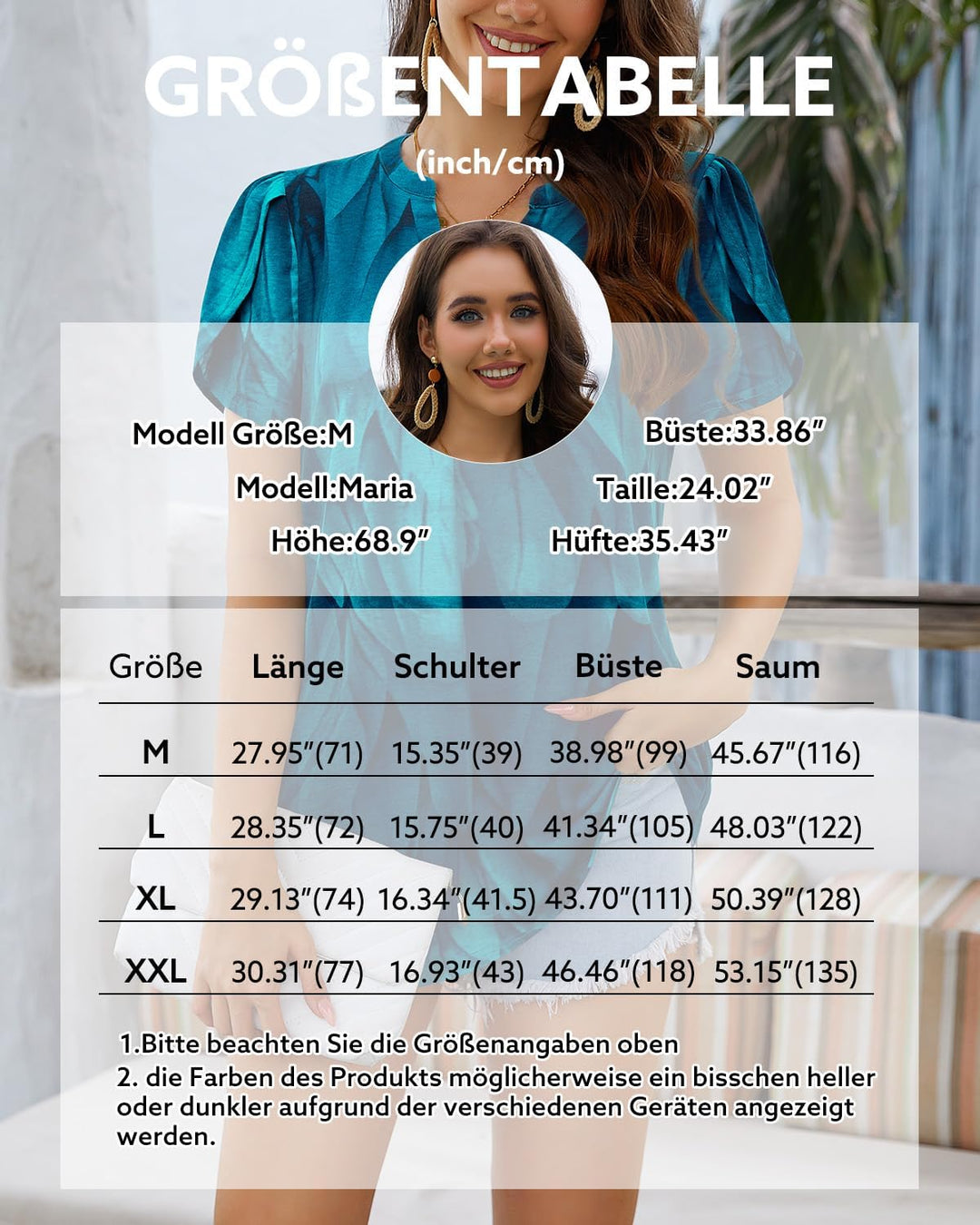 Siddhe Damen Bluse Kurzarm T-Shirts V-Ausschnitt Elegant Lässig Tunika Oberteil Locker Longshirt Pfa