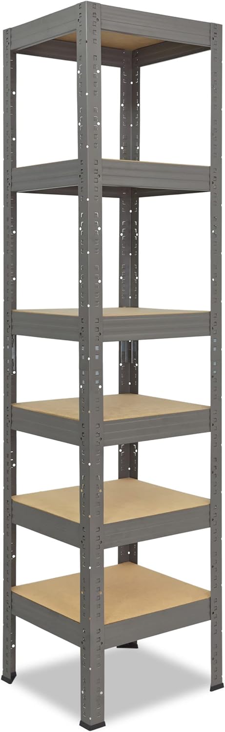 shelfplaza® 200x40x40cm Profi Schwerlastregal grau/Metallregal mit 6 Böden à 166kg Tragkraft/Kellerr