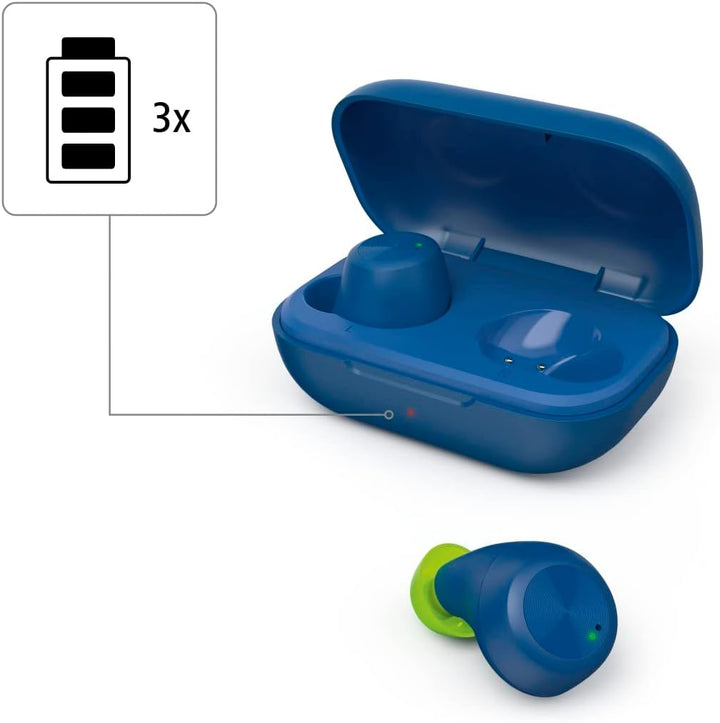 Hama Bluetooth Kopfhörer Spirit Chop IPX4 (True Wireless In Ear blau, kabellos, mit USB C Ladebox) d