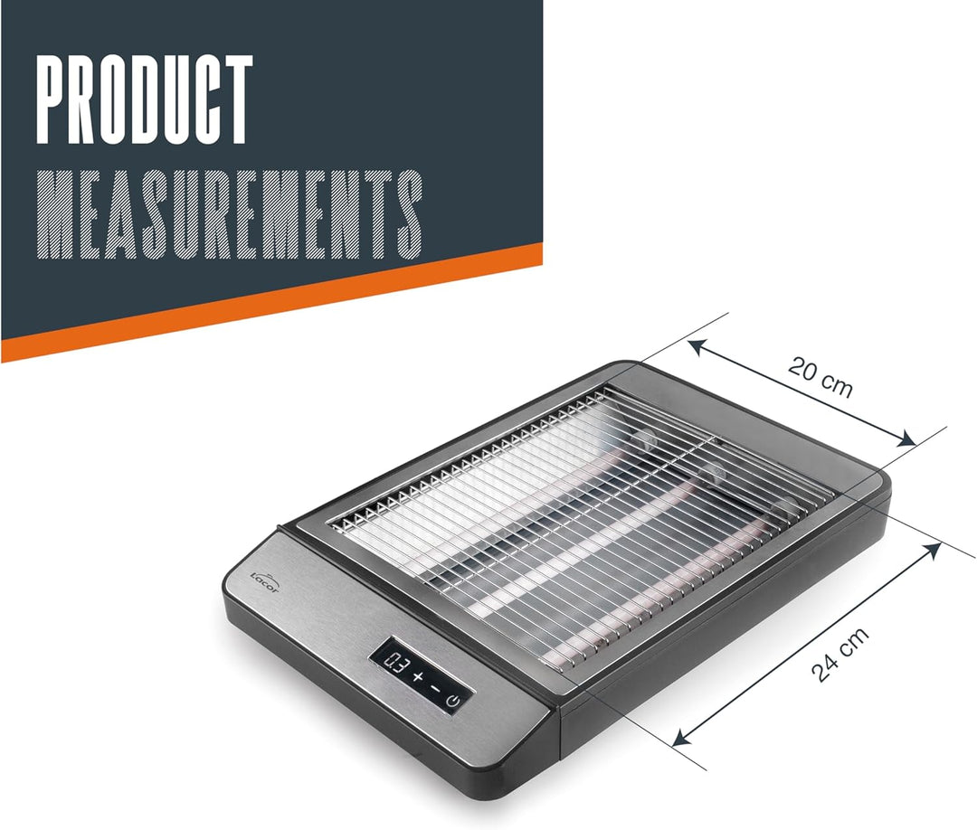 Lacor - 69415 - Praktischer digitaler Toaster, 1000 W, 6 Leistungsstufen, 3 Widerstände, Krümelschub