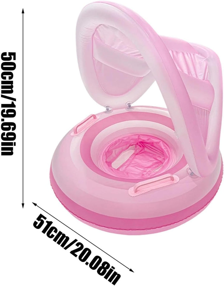Kinder Poolfloss mit Sonnendach Wasserdicht tragbar aufblasbar Rosa, Rosa