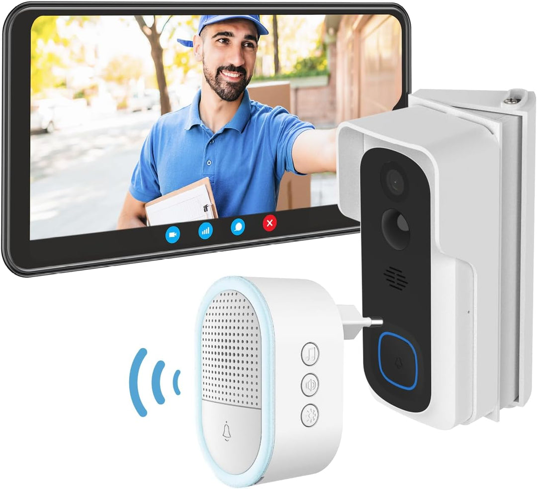 Beafon, Smart Home, Visitor 2V, Outdoor Kameraklingel mit Glocke und Winkel, Türklingel kabellos, Ka