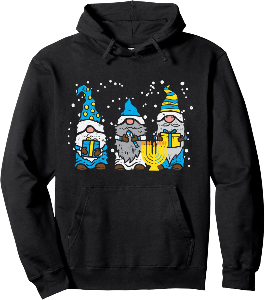 3 Gnomes Menorah Jewish Hanukkah Chanukah Gardening Gift Pullover Hoodie