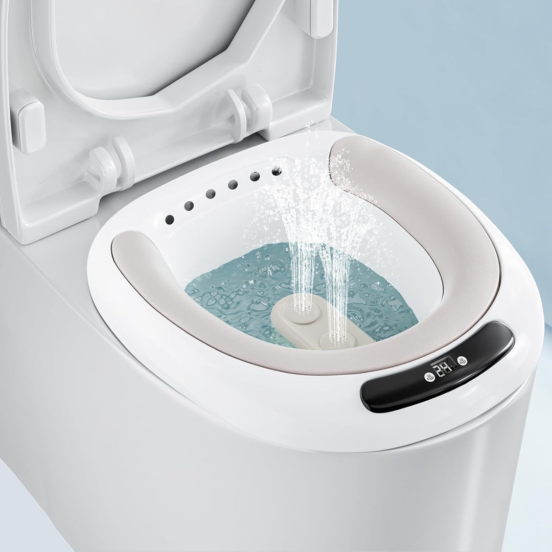 Elektrischer Sitzbad, Sitzbadewanne für Toilette mit Doppelreinigungsmodi, 3 Intensitätsstufen und L