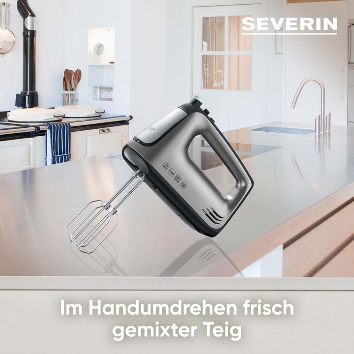 SEVERIN Handmixer mit Spiralkabel, ca. 400 W, HM 3832, Silber/Schwarz, 28.5 Rostfreier Edelstahl Sin