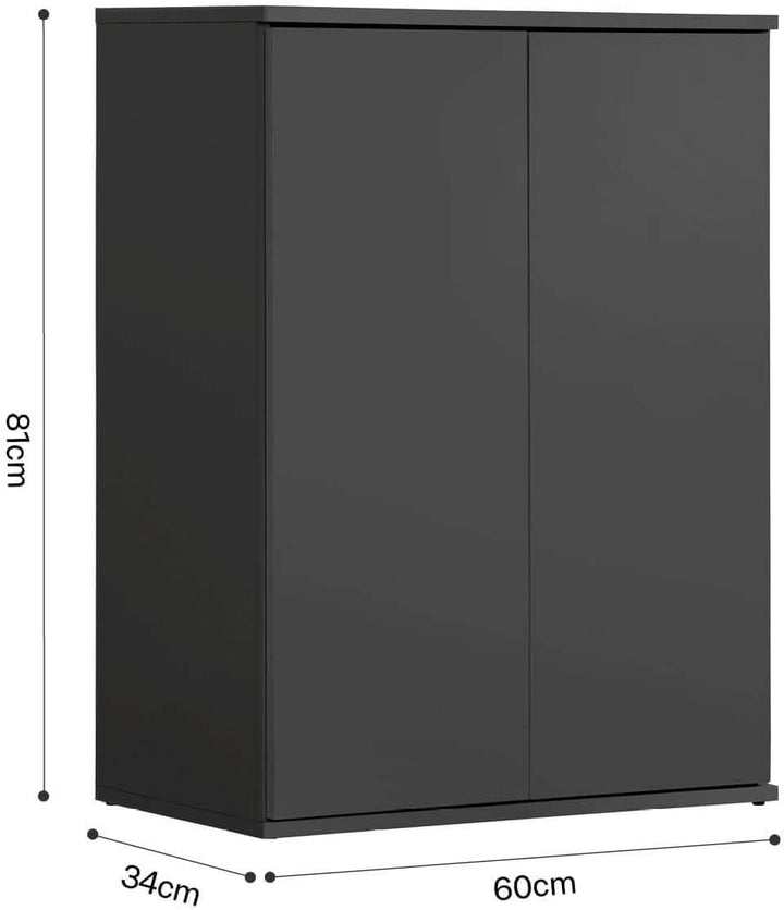 mokebo® Mehrzweckschrank 60 cm Breite 'Der Kurze', Schrank schmal, Schuhschrank in Schwarz, Aktensch