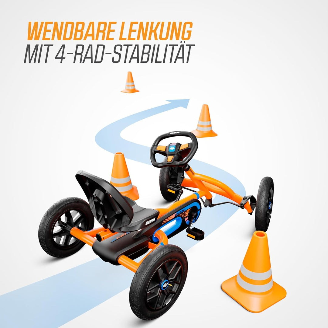 BERG Gokart Buddy B-Orange | Kinderfahrzeug, Tretauto mit Optimale Sicherheid, Luftreifen und Freila