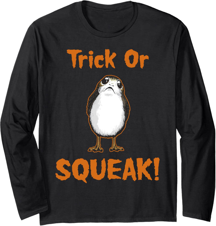 Star Wars The Last Jedi Porg Trick Or Squeak Halloween Text Langarmshirt