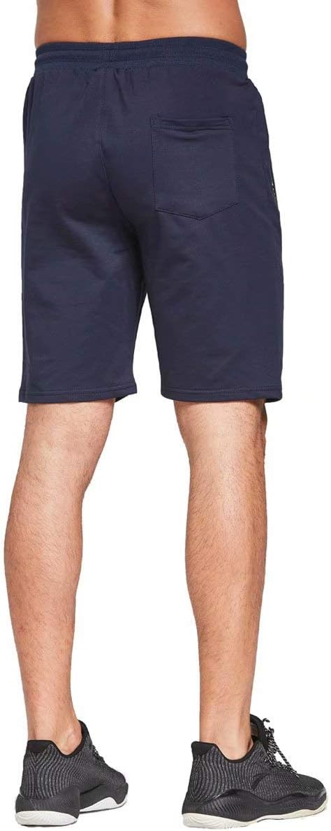 JustSun Sport Shorts Kurze Hosen Herren Baumwolle Mit ReissverschlussTaschen S Blau, S Blau
