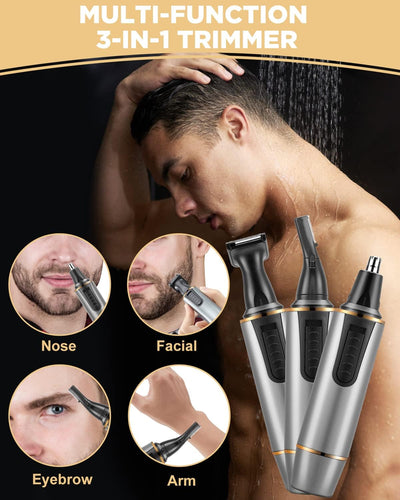 Nasenhaartrimmer Herren, 3 in 1 Wiederaufladbar nasenhaarschneider und Ohrhaarschneider für Frauen m