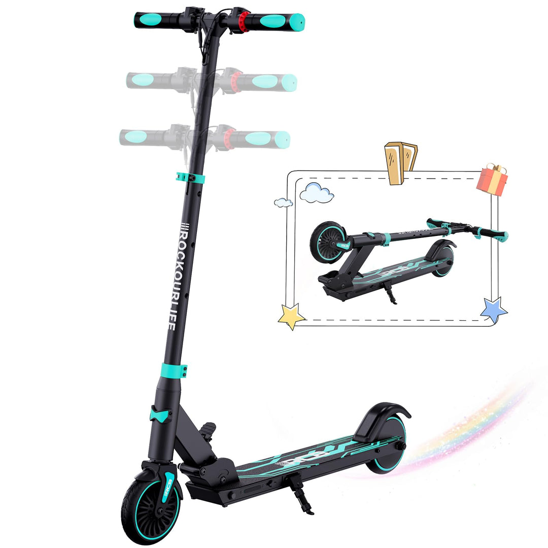 RCB TECH E-Scooter Kinder (8-12-16 Jahre) - Faltbarer Elektroroller für Kinder - Max Reichweite 16 K