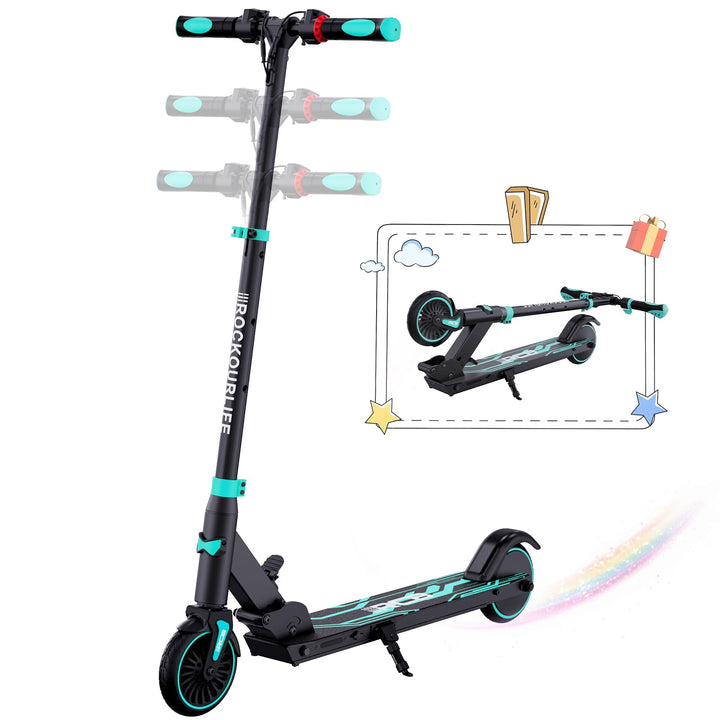 RCB TECH E-Scooter Kinder (8-12-16 Jahre) - Faltbarer Elektroroller für Kinder - Max Reichweite 16 K