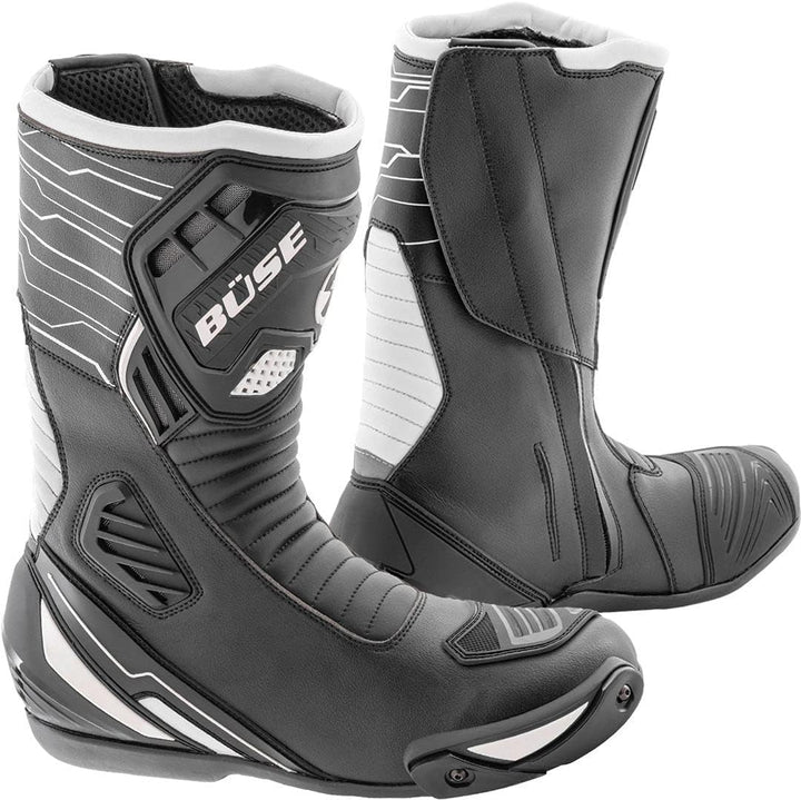 Büse Sport Evo Motorradstiefel, 47 EU, Schwarz Weiss 40 EU Schwarz Weiss, 40 EU Schwarz Weiss