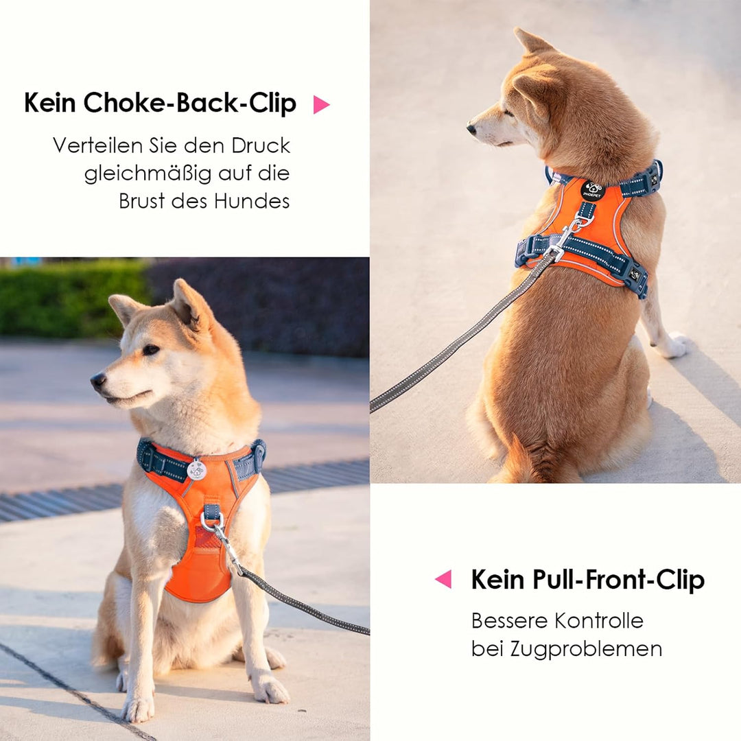 PHOEPET No Pull Hundewestengeschirr, verstellbares, reflektierendes, Nicht erstickendes Haustiergesc