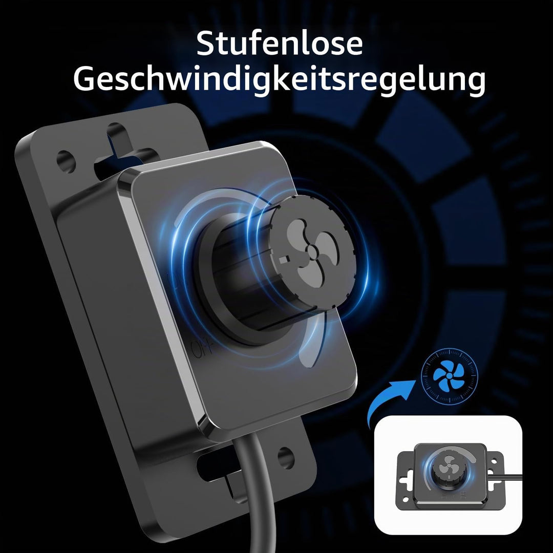 Abluftset 100mm Rohrventilator 365m³/h mit Drehzahlregler, Thermo-Hygrometer,Aktivkohlefilter Abluft