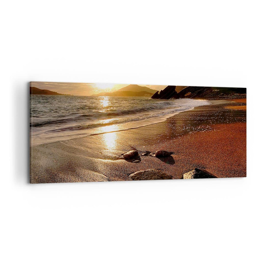 Wandbilder Dekoration Wohnzimmer Strand Wolken Abend Küste Panorama Bilder auf Leinwand 120x50cm Lei