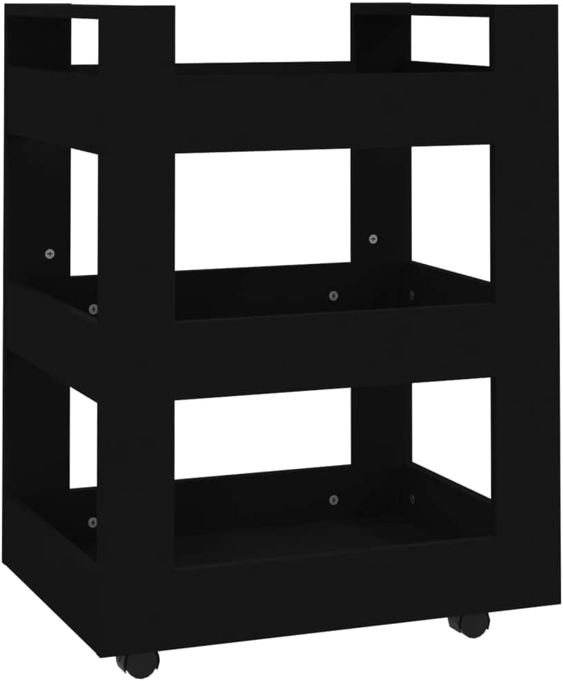 Servierwagen, Barwagen, Küchenwagen, Getränkewagen, für Küche, Bar, Esszimmer Schwarz 60x45x80 cm Ho