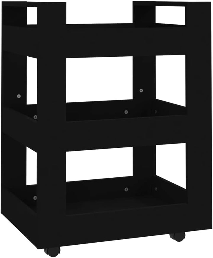 Servierwagen, Barwagen, Küchenwagen, Getränkewagen, für Küche, Bar, Esszimmer Schwarz 60x45x80 cm Ho