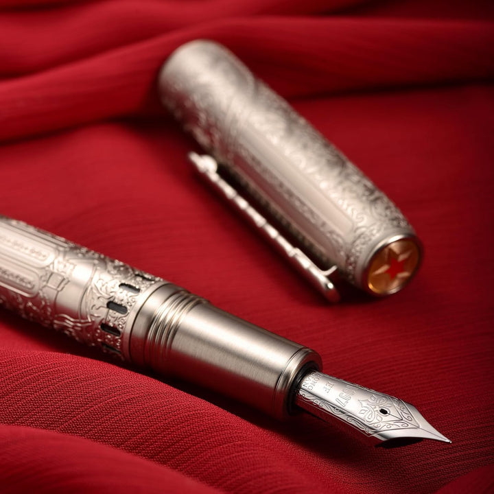 Hongdian 100 Silber Steel Kolben Füllfederhalter, Iridium Extra Feine Spitze Kalligraphie, Glatt Sch